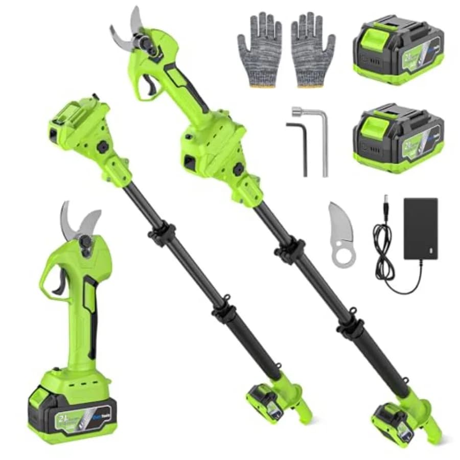 Electric Power Scissors 2-in-1 with Telescopic Auction 4.9-8.9ft, 2 Batteries 4.0Ah, Extra Blade SK5, Battery Power