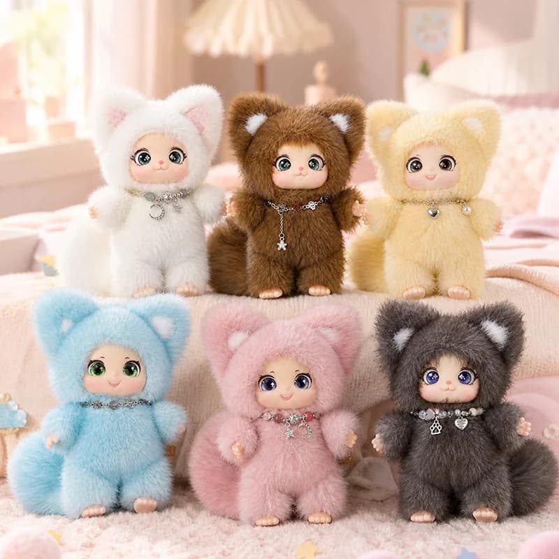 Kawaii Fox Plush Toy Fox Vinyl Face Plush Stuffed Animals Colorful Fox Christmas Birthday Gift for Kids and Friends