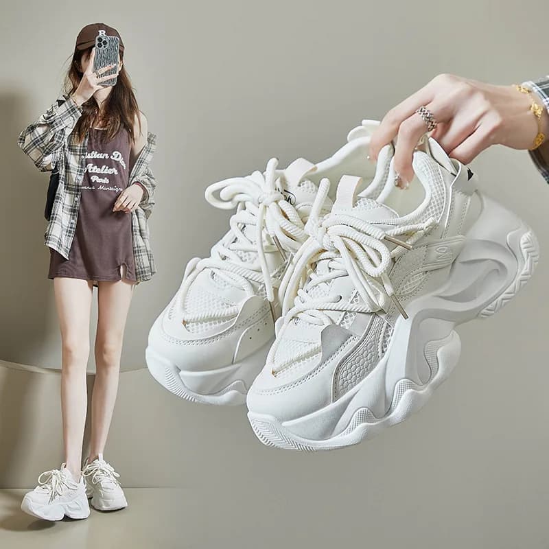 New Women's Shoes Sneakers Chunky Casual Sporty with Platform Shoes with Suede