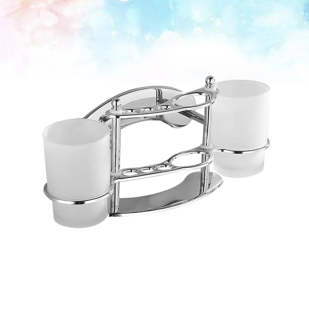 Stainless Steel Toothbrush Holder Wall Mounted for Bathroom Rust Proof Minimalist Design Holds Toothbrush Cup Toothpaste Rack