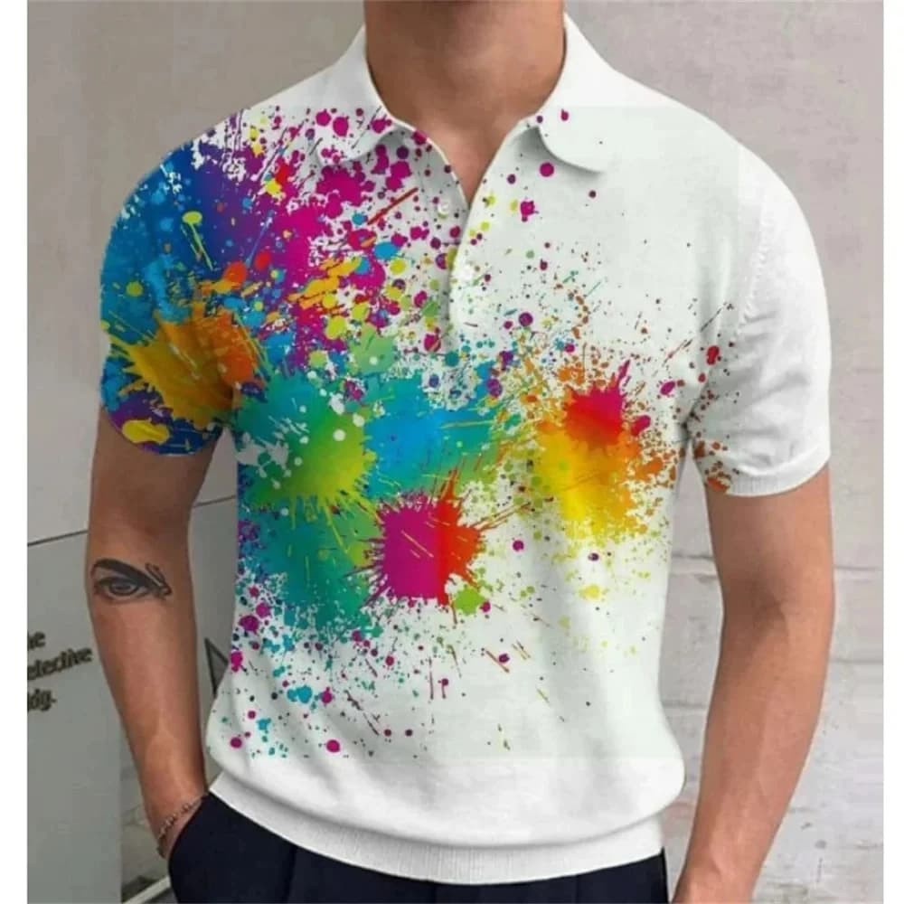 Nuova Polo da uomo 3d arcobaleno stampato abbigliamento uomo estate Casual a maniche corte camicia oversize allentata Street Fashion top Tees
