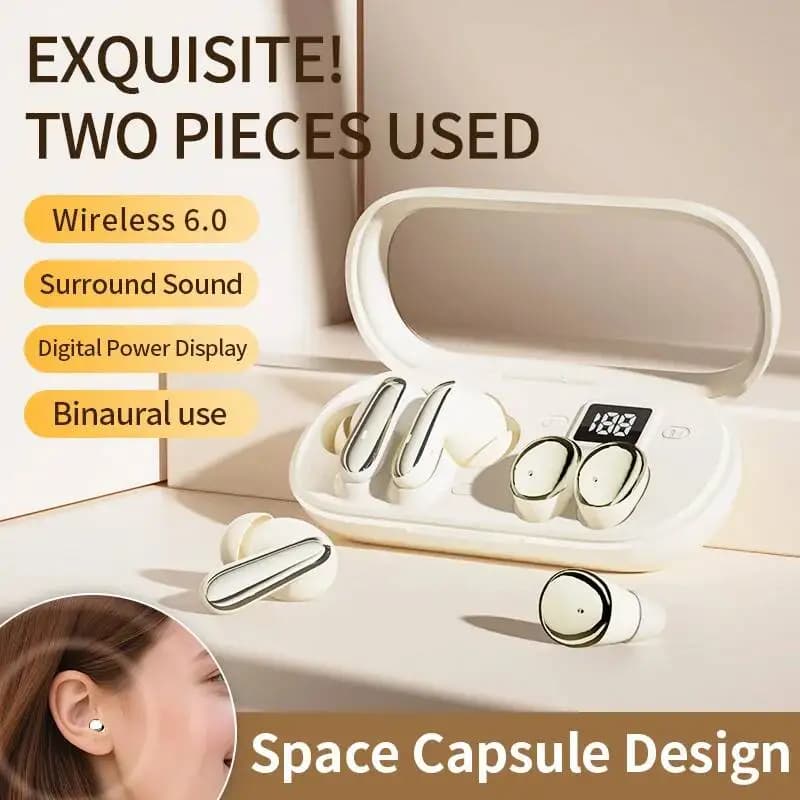 Bluetooth 6.0 2 in 1 with double connection, stereo Hi-Fi, long battery life, wearable without pain, to sleep and do sports, gift idea for couples