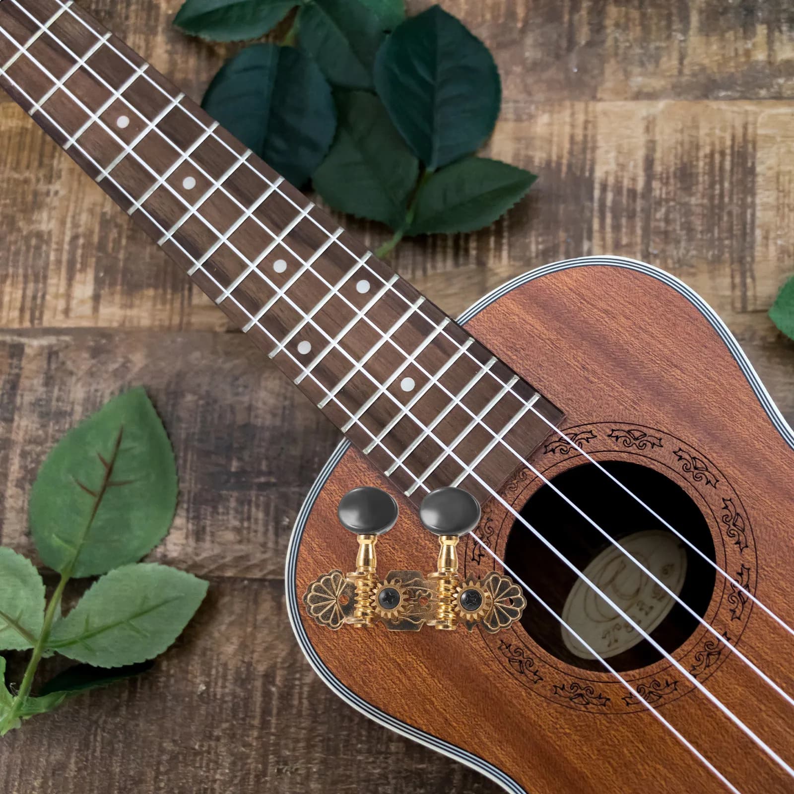 1Set Classical Guitar Tuners 2R2L Ukulele Tuning Pegs Brass Vintage Style Precise Smooth Acoustic Guitar Replacement