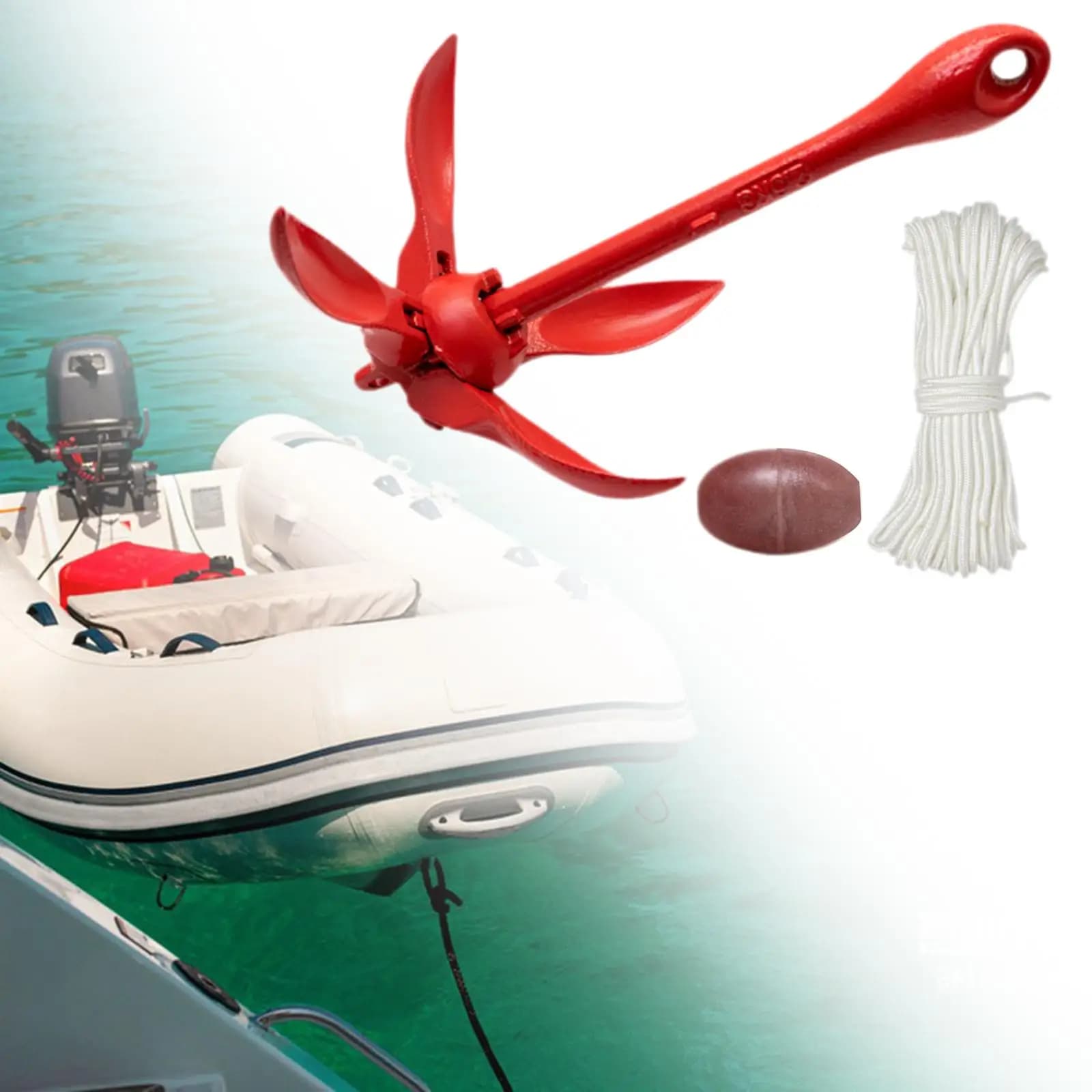 Ancoraggio per gancio di presa per ancoraggio per barca con grappolo pieghevole per gomiti in zattera