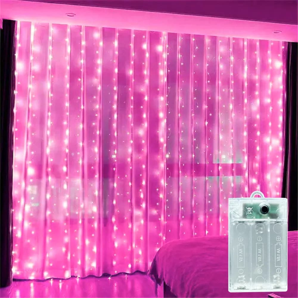 Valentine's Day Curtain LED Lights Garland Battery Powered Fairy Lights Wedding Party Decoration Room Decoration Accessories