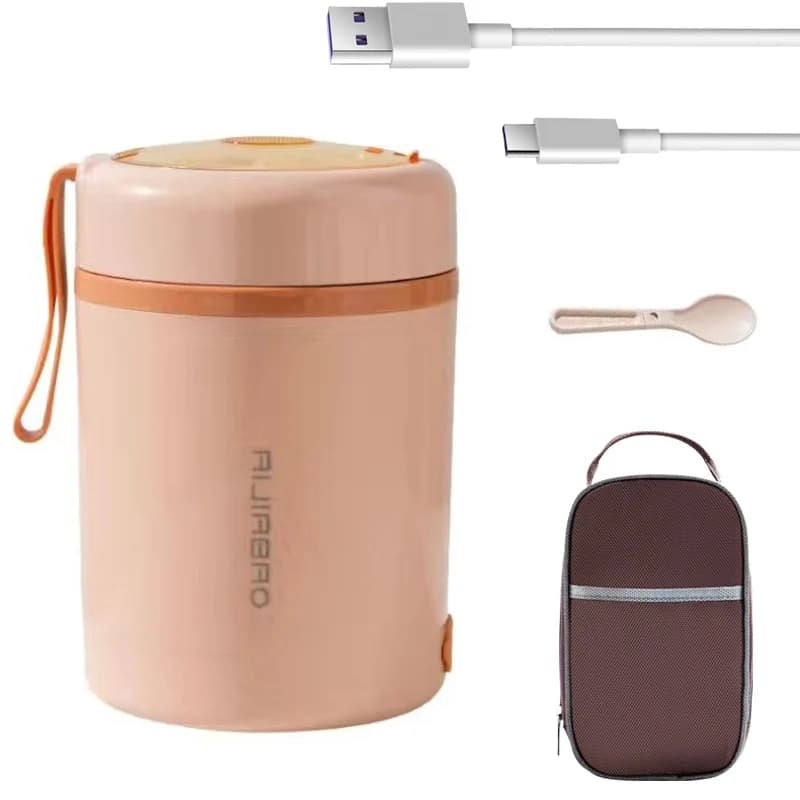 USB In Acciaio Inox Elettrico Lunch Box 0.6L 5V 12V 24V Lavoratore Viaggio di Campeggio Portatile Cibo Riscaldato Contenitore Caldo Auto set da ufficio