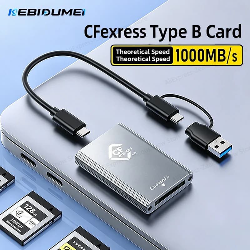 KEBIDUMEI CFexpress Type B Memory Card Adapter 10Gbps Aluminum Alloy Housing Cardreader USB C To USB C/A for Windows Mac Linux