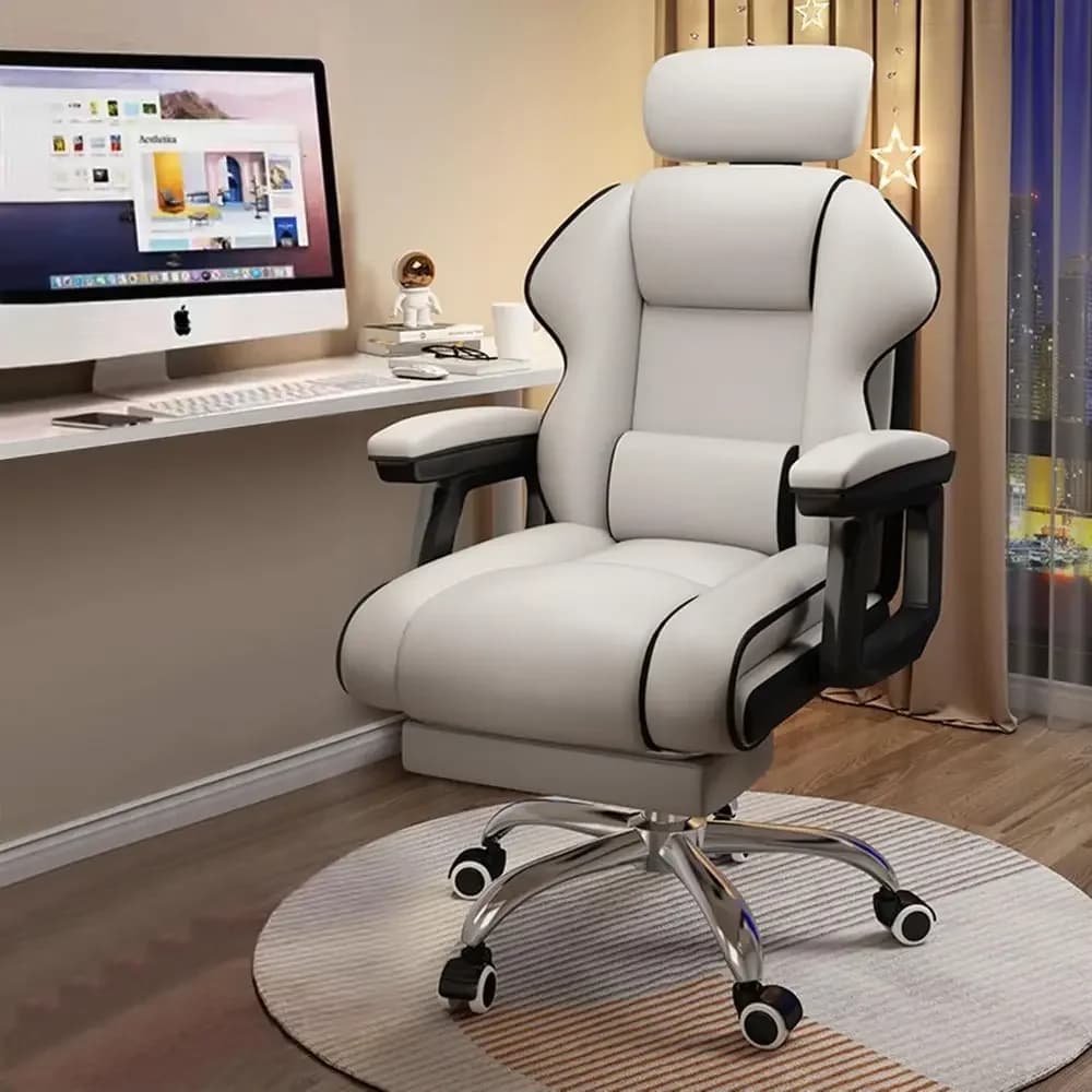 Sedia Ergonomica da Ufficio in Pelle PU con Altezza e Angolazione Regolabili, Braccioli Imbottiti per Comfort a Lungo Termine