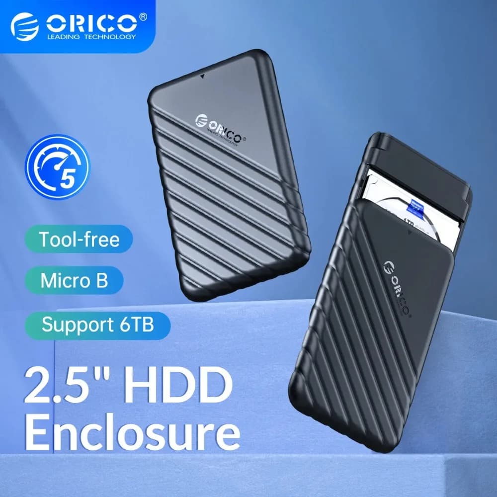 Custodia per HDD di archiviazione esterna ORICO da 2.5 "MicroB USB3.0 a SATA 5Gbps HDD SSD custodia per disco rigido supporto UASP per PC Laptop