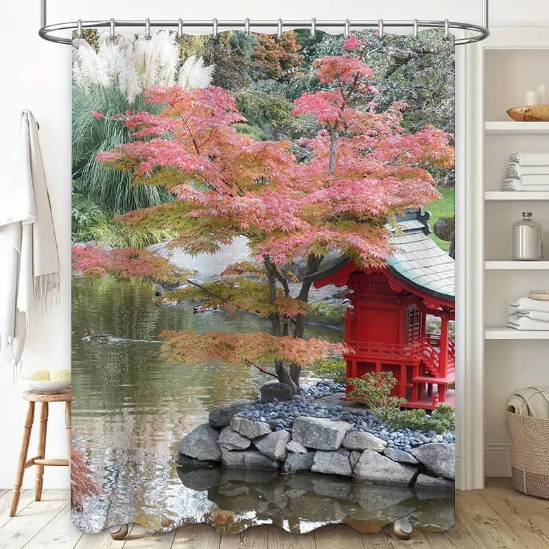 Tenda da doccia margherita rosa Decorazioni per la casa impermeabili Tenda per finestra del bagno Fiori Decorazione della stanza da bagno Stampa 3D Stampa personalizzata