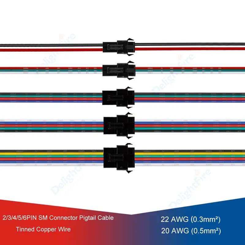 2 3 4 5 6 Pin 3A 5A SM JST Cavo connettore LED Maschio Femmina Connettore per Pixel Light WS2812 Lampada a striscia LED Driver Batteria