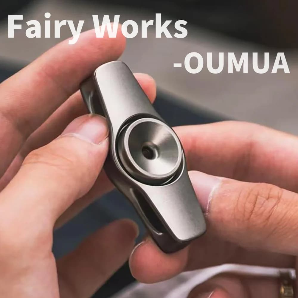 Fairy Works OUMUA Fidget Spinner Acciaio inossidabile Titanio Zirconio Manipolazione Sensazione Fidget Spinner a due pale Giocattolo antistress