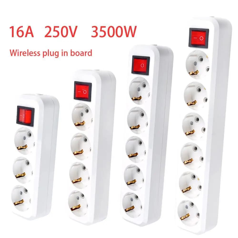 Spina ue ciabatta elettrica Wireless prese AC con interruttore ON/OFF caricabatterie da parete per ufficio a casa adattatore Standard europeo 4/5 griglie