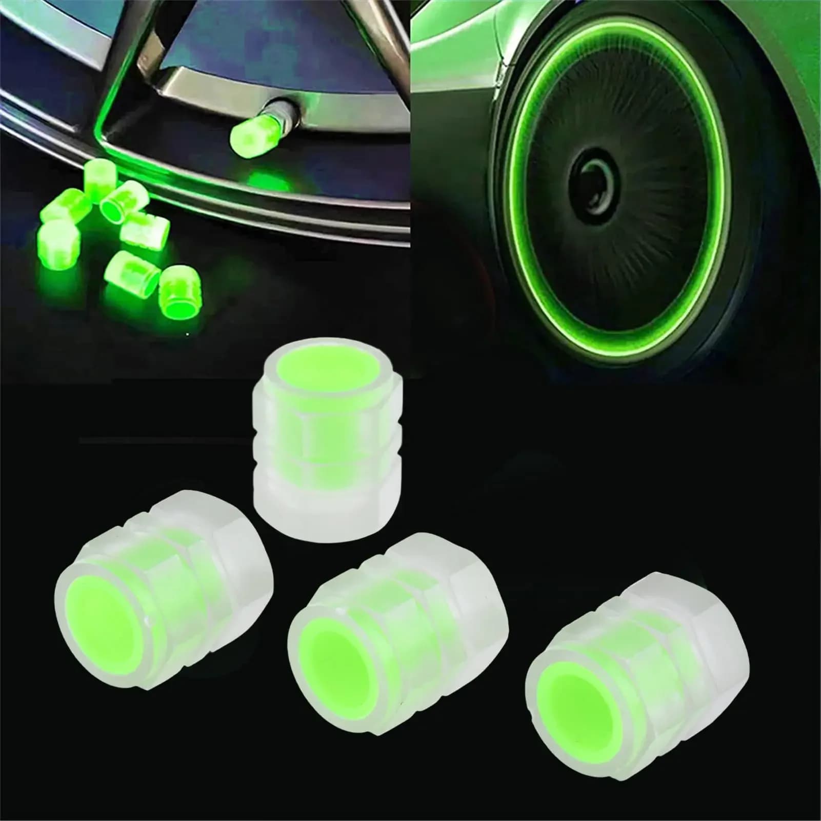 1-20 Pezzi Tappi Valvola Luminosi, Rosso Fluorescente, Decorazione Universale per Ruote di Auto, Moto e Biciclette