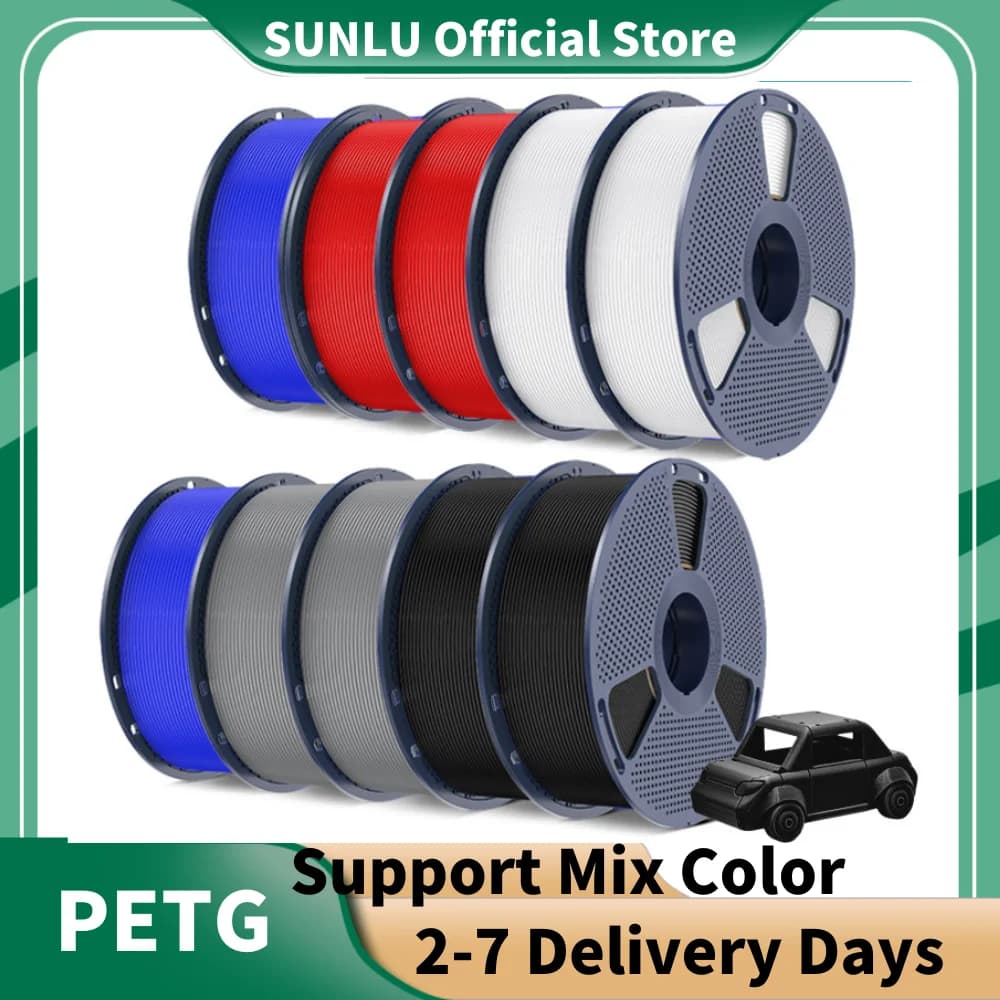 SUNLU 10KG PETG/ABS Filamenti 10 Rotoli di Filamento 3D 1KG/rotolo 1,75mm 100% Filamento Linee Simpatiche Per La Stampa 3D Da UE USA