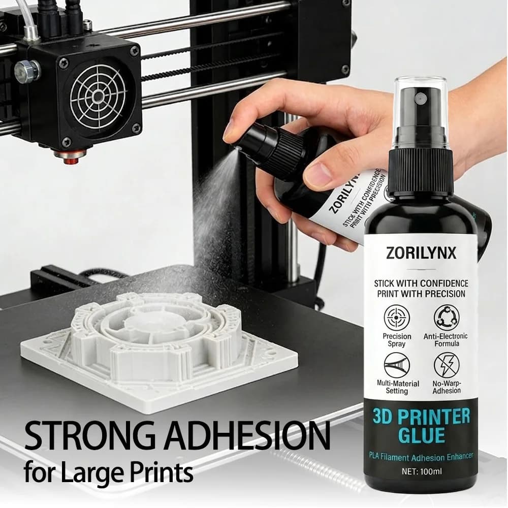 100ml 3D Printer Glue Spray Bed Adhesion Enhancer Anti Warping Liquid for PLA PETG TPU Filament Heated Build Plate ZORILYNX
