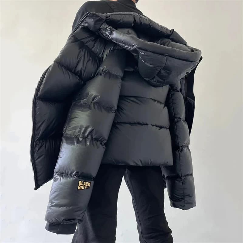 Piumino Spesso in Piuma d'Anatra da Uomo con Cappuccio Rimovibile, Abbigliamento Invernale Caldo, Stile Coppia, Moda Giovanile, Piumino in Piuma d'Anatra Bianca