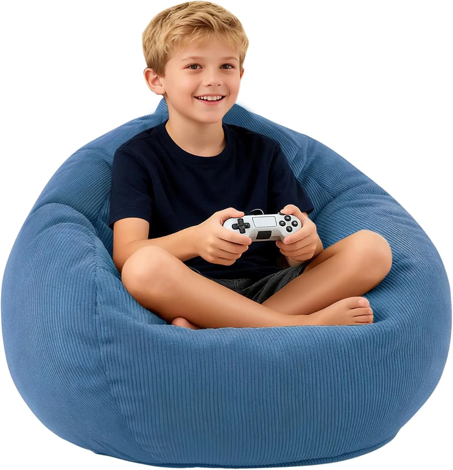 Sacco armchair in Memory Foam for Children and Adolescents, Comfortable Round Seat for Reading and Gaming, for Living, Bedroom, Dormitory