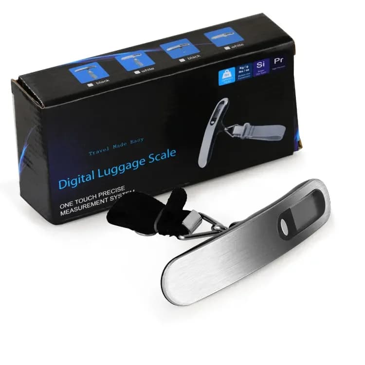 Digital Luggage Scale 50kg Electronic Travel Hanging Tool LCD Display Backlit Fish Hook Hang Scale Metal Battery
