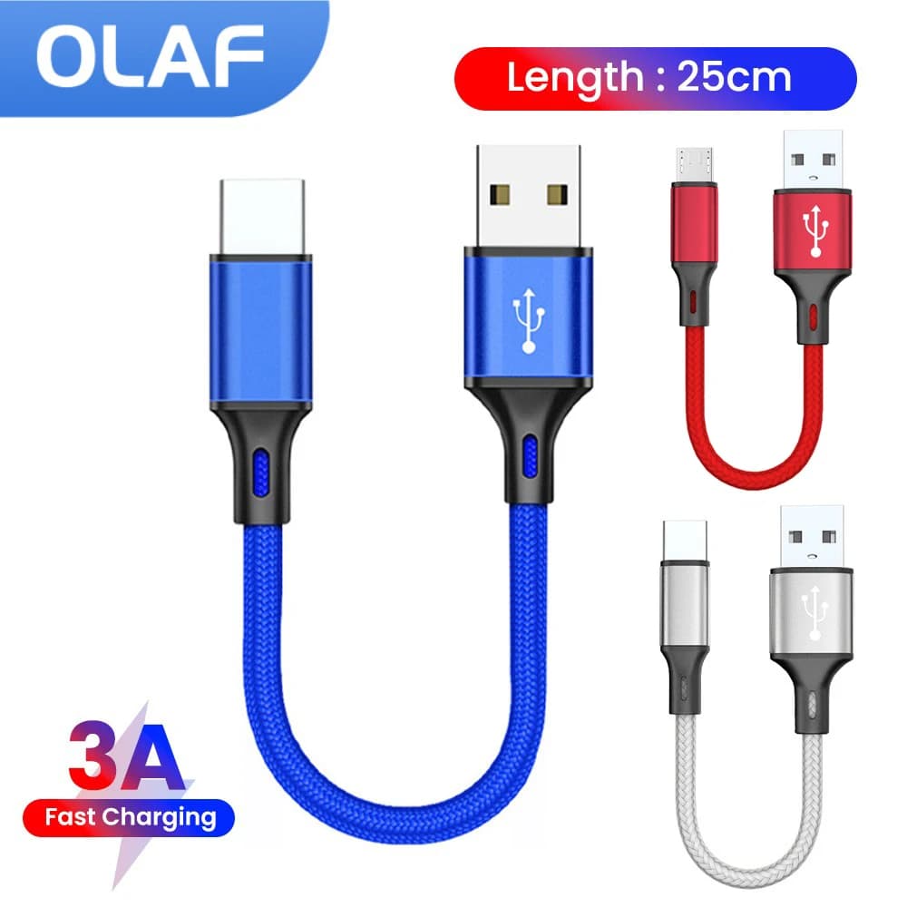 Olaf 25CM Short Cable USB Micro Type C Cable Fast Charging Data Cable For iphone Xiaomi Samsung USB A To Micro USB/Type C Cable