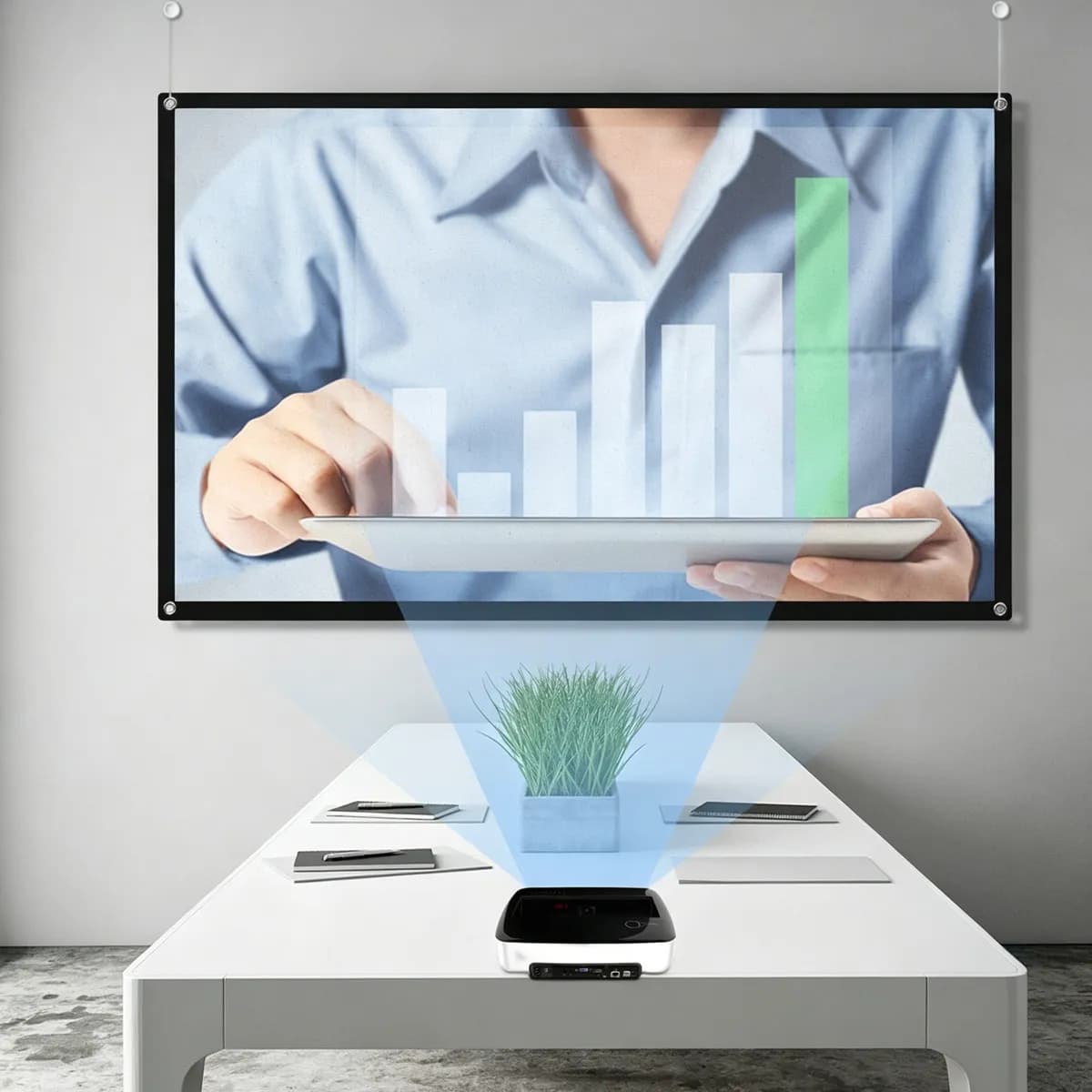Portable Projector Screen Anti Crease Foldable Projection Display for Office Classroom Business Use