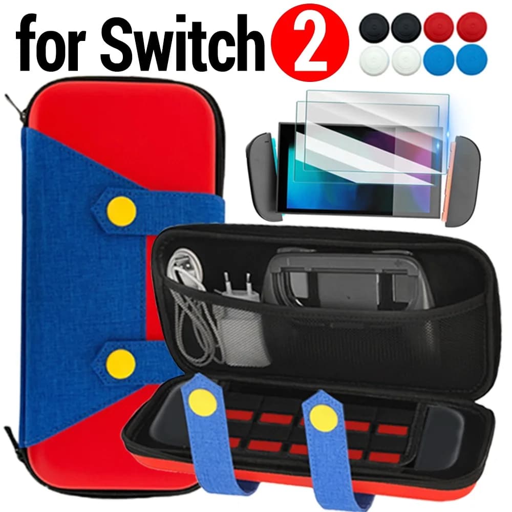 11in1 per Nintendo Switch 2 Custodie per il trasporto Protezione per lo schermo in vetro temperato Custodia portatile Cappucci per joystick Accessori per giochi