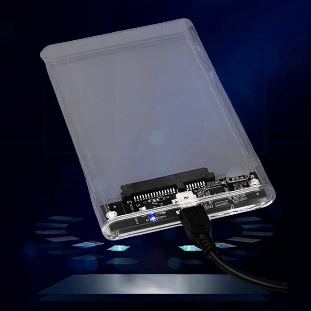 Box esterno trasparente portatile per HDD/SSD da 2,5 pollici, USB 3.1 Type-C, per MacBook e PC