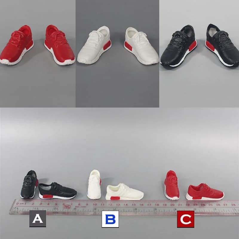 1/6 men's military sneakers fashion sports shoes Slip On flat running tennis shoes for body Action Figure 12"