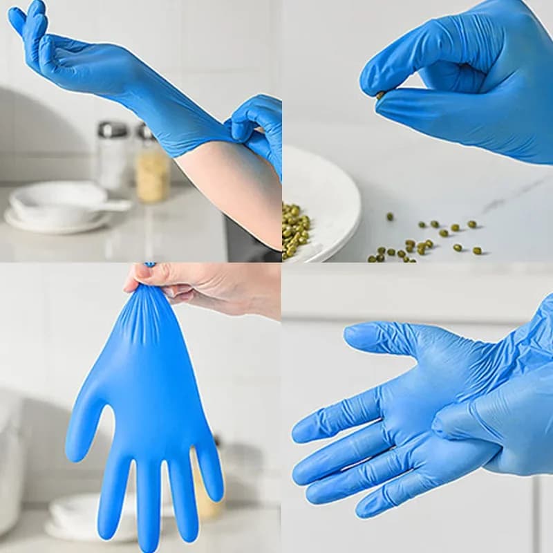 10/20/50/100 Pezzi Guanti in Nitrile Blu Monouso Impermeabili per Cucina, Lavaggio Piatti, Bagno Animali, Bellezza e Parrucchiere