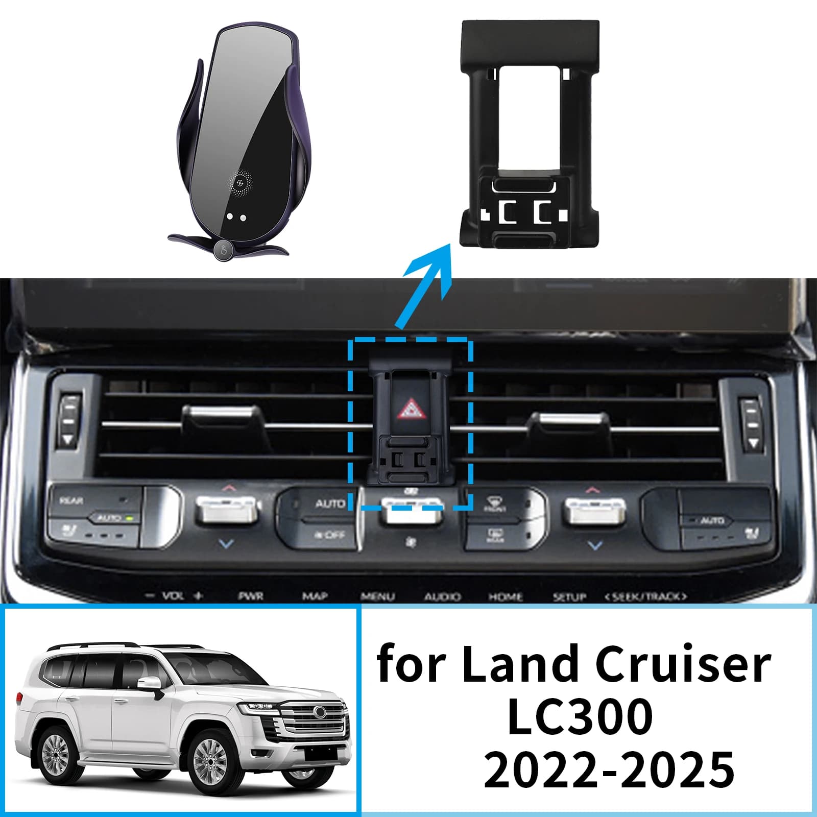 Supporto per telefono cellulare per auto per Toyota Land Cruiser LC300 2022 2023 2024 2025 Staffa GPS Supporto di navigazione Accessori auto