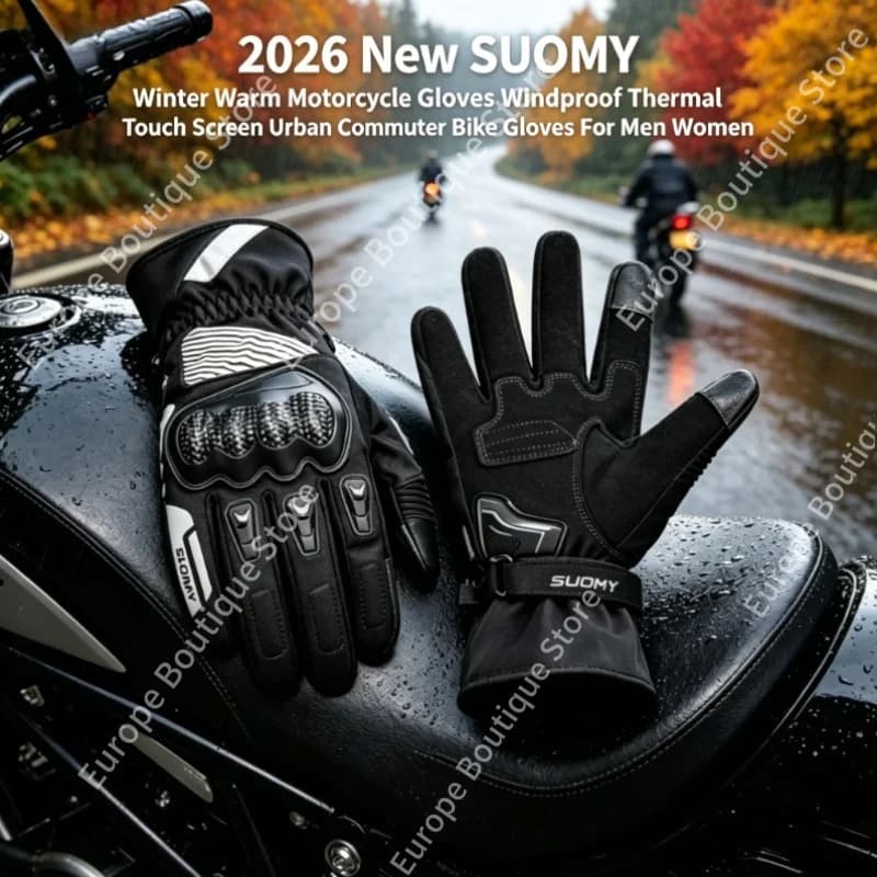 Nuovi Guanti da Moto SUOMY 2026 Invernali Caldi Antivento Termici Touch Screen per Uomo e Donna, Ideali per il Pendolarismo Urbano