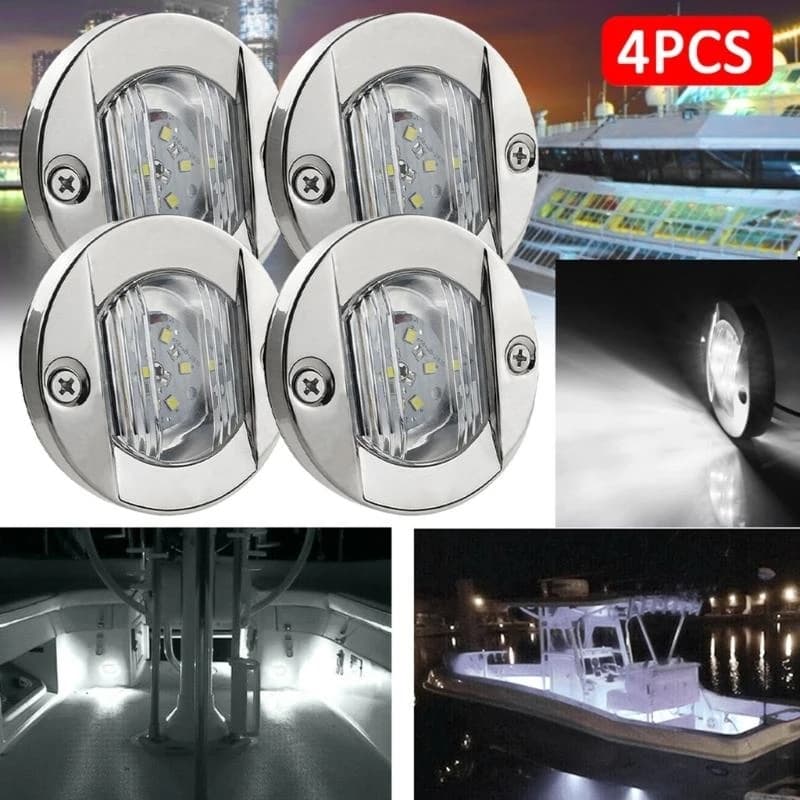 4 pezzi bianco/blu luci interne per barche marine 12V LED luce di cortesia per ponte di barca 3 '' luce di navigazione per ancoraggio poppa rotonda