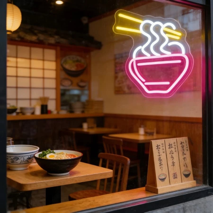 Insegna Luminosa al Neon 'Ramen' USB Dimmerabile, Decorazione da Parete per Ristoranti di Ramen, Fast Food, Cucine e Regali per Feste