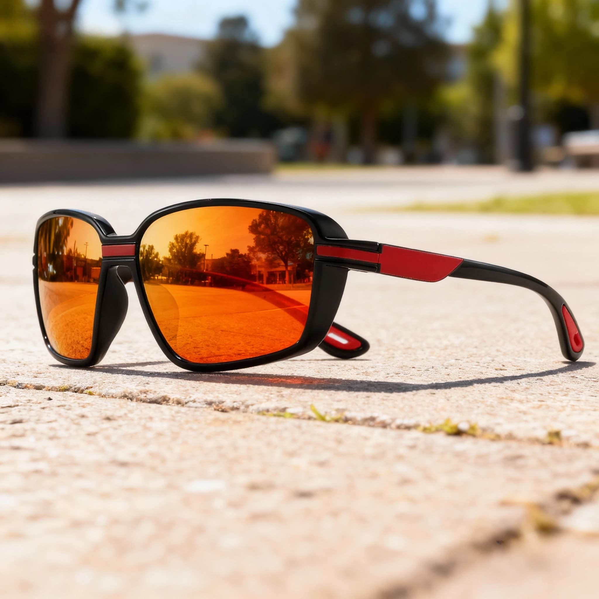 Classic fashionable polarized sports sunglasses: oversize enveloping design, unisex UV400 comfort suitable for cycling, fishing, travel