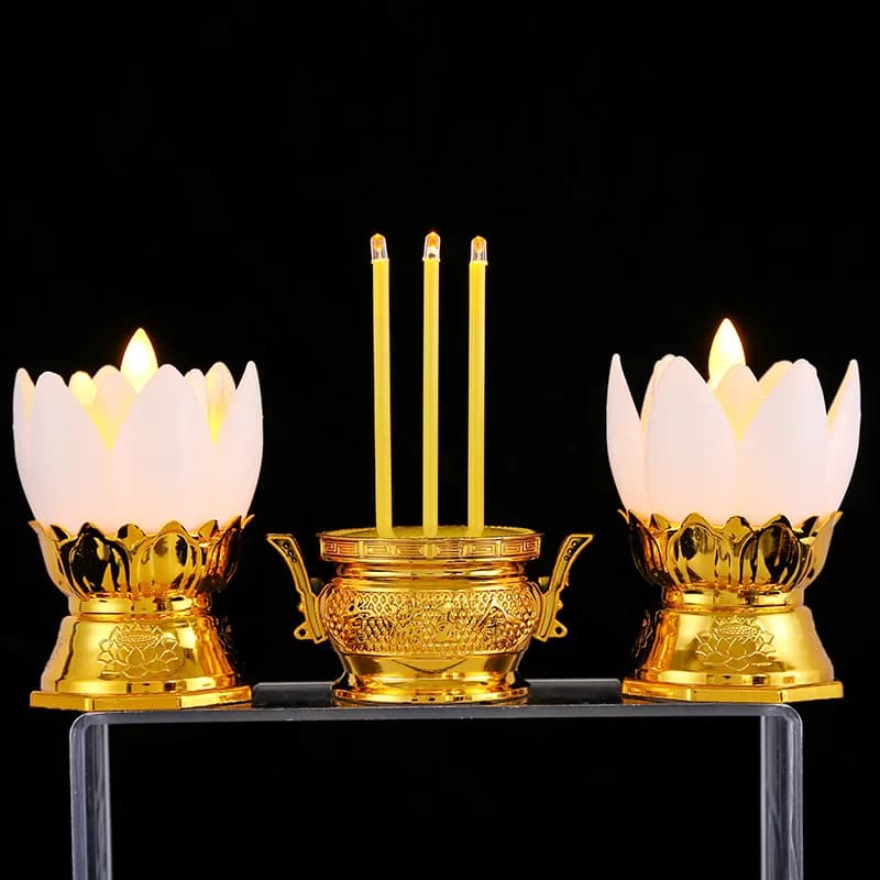 Candela per bruciatore di incenso buddista elettrico, decorazioni per l'illuminazione del Festival del loto thailandese, a batteria, Halloween, Night Lam all'aperto