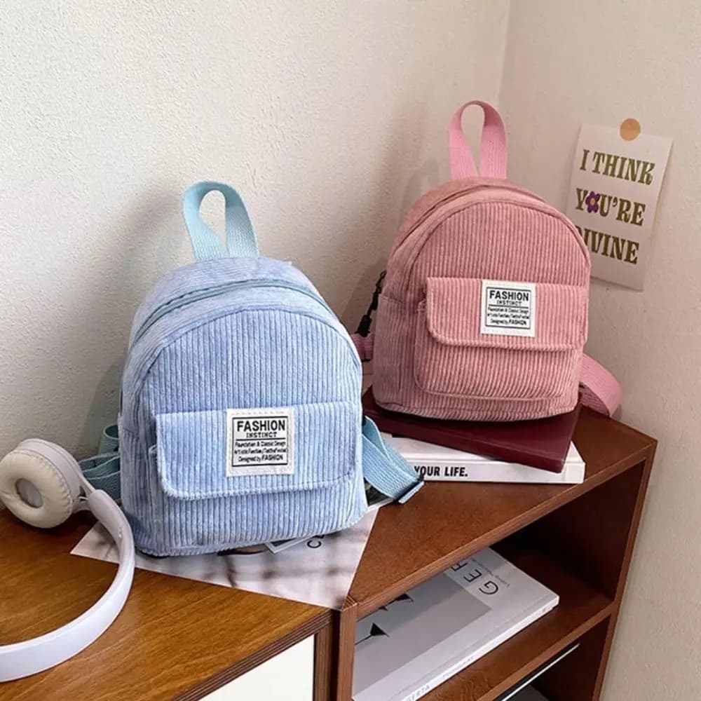 Borse per telefono alla moda Zaino in velluto a coste Borsa Mini borse a tracolla stile coreano Zaino in tinta unita Borse da scuola per donna Donna
