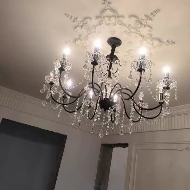 Lustre Lampadario in cristallo europeo E14 Lampadari a sospensione con candela in oro francese Decorazioni per la casa Illuminazione a LED Luminarias Lamparas