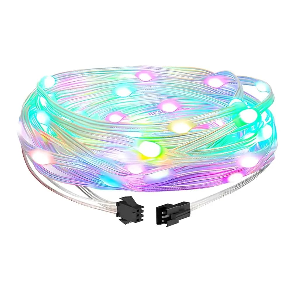 Ailexpress Auto - Luci a Stringa 2812B Indirizzabili Individualmente RGB IC, Cavo in PVC 5m 50 LED DC5V/2A per Decorazioni Domestiche Scintillanti