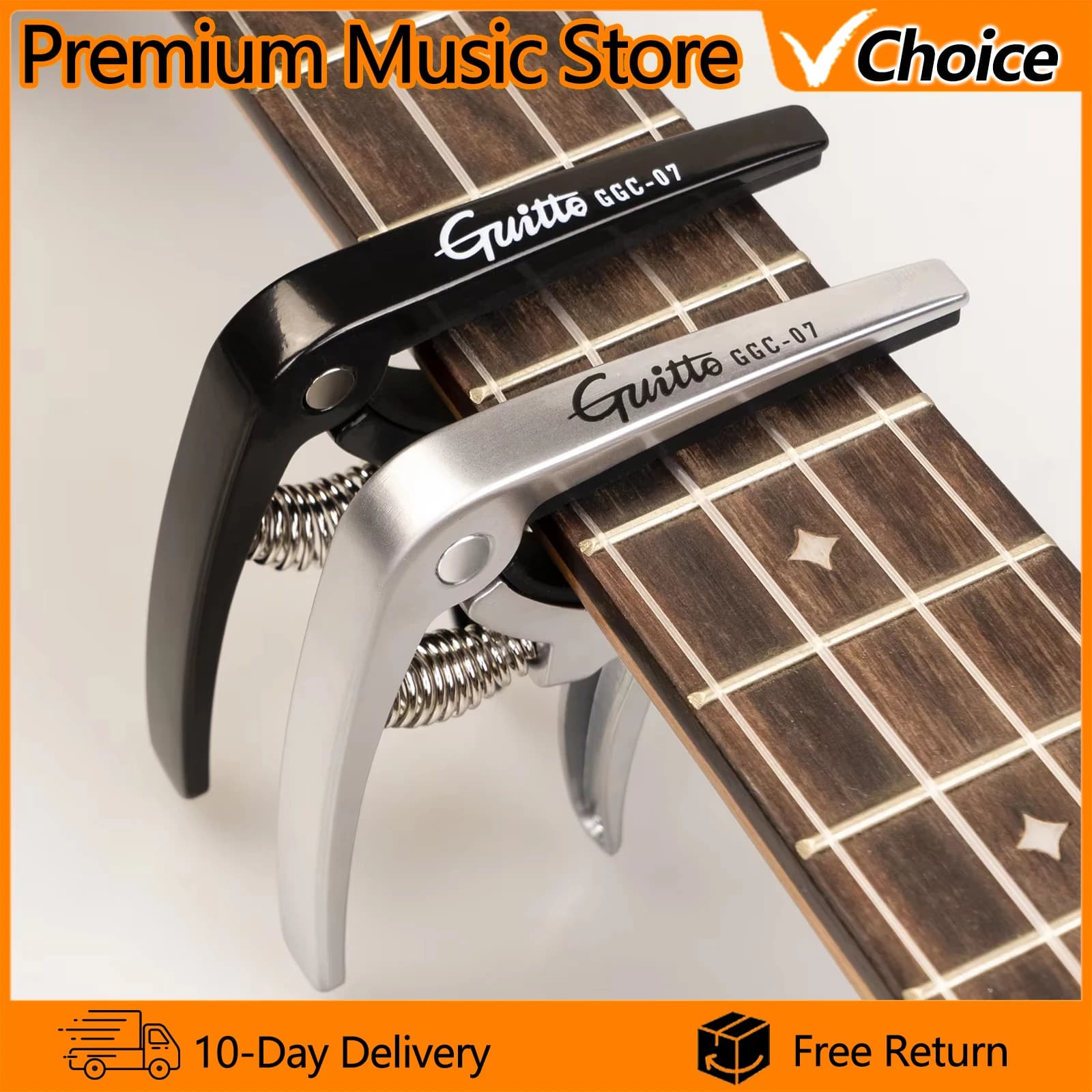 GUITTO Ukulele Capo GGC-07 Universal Hawaiian Guitar Capo Multifunctional Zinc Alloy Tuning Clamp Guitar Accessories Parts