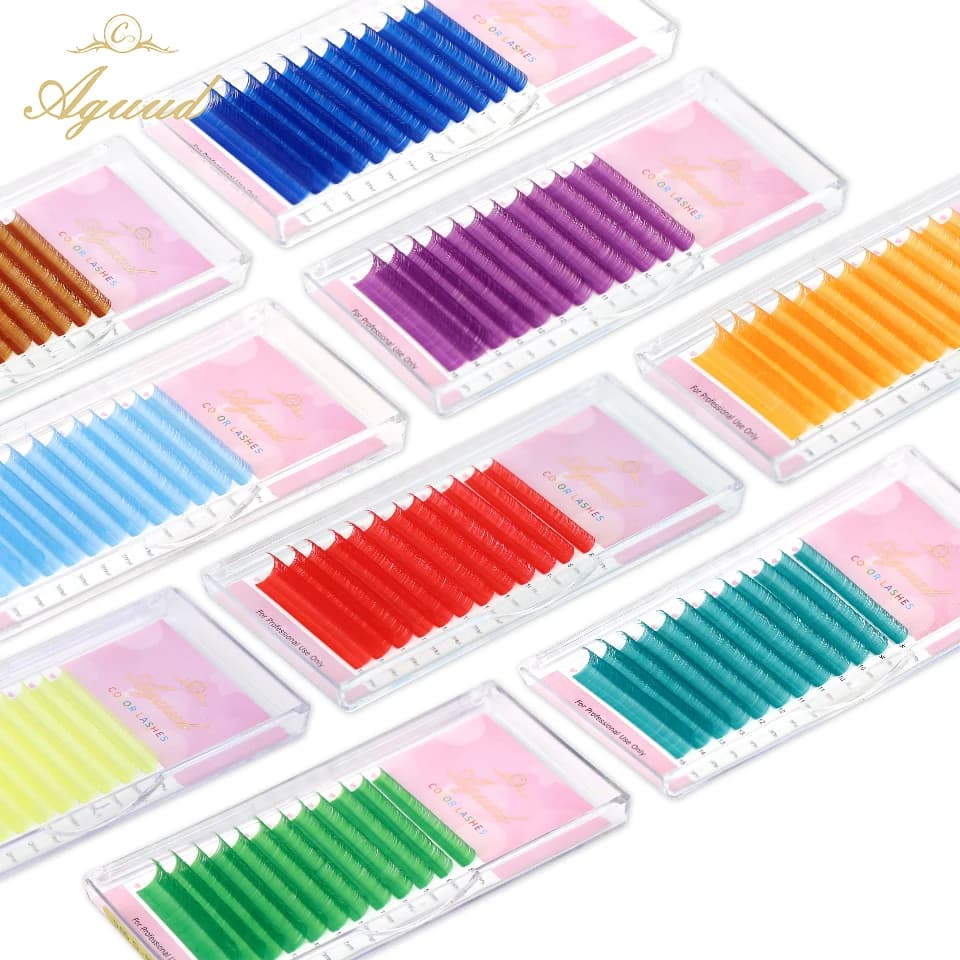 Color Lash Purple Blue Brown Green Red White Pink Extensions UV Eyelash Individual Colorful False Flu Visone Eyelashes Make-up Volume