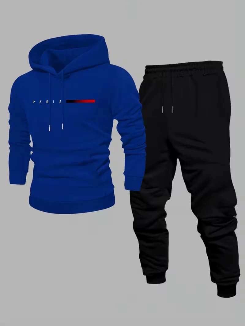 2026 New Men's Minimalist Hoodie Fashionable printed set suitable for casual and warm sportswear in spring autumn and winter