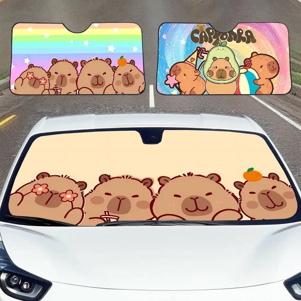 Simpatico cartone animato C-CapybaraS Parasole per auto Parabrezza Copertura per parabrezza per auto Parasole Visiera automatica Accessori per auto