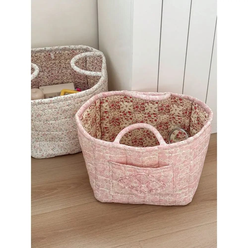 Borsa portaoggetti per abbigliamento, graziosa cesta decorativa in cotone stampata, borsa portaoggetti vuota, per riporre asciugamani da bagno, lavanderia, giocattoli, ecc.