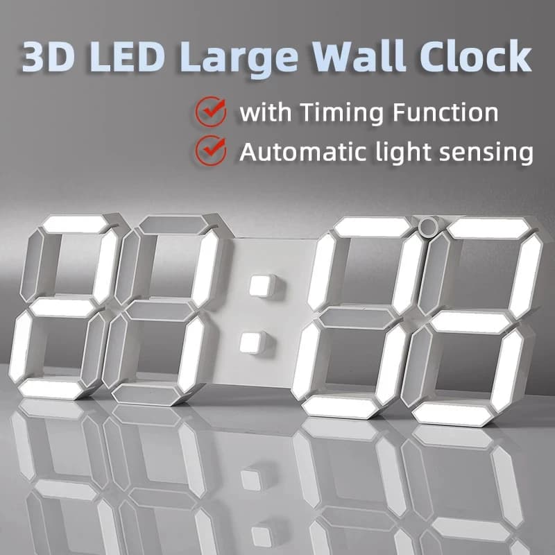 Sveglia digitale 3D a LED luminosa, creativa, multifunzionale, orologio da parete elettronico USB, decorazione per la casa, idea regalo