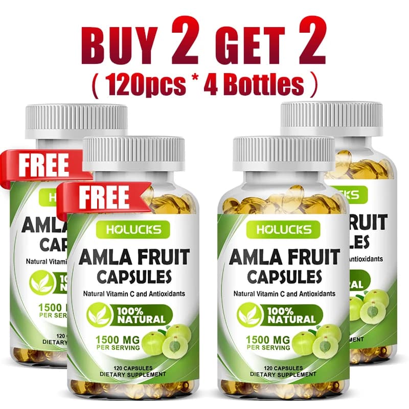 HOLUCKS Organic supplement of Amla Fruit, with Natural Vitamin C and Antioxidants, Supports immunity, Metabolism, Skin Health and Hair