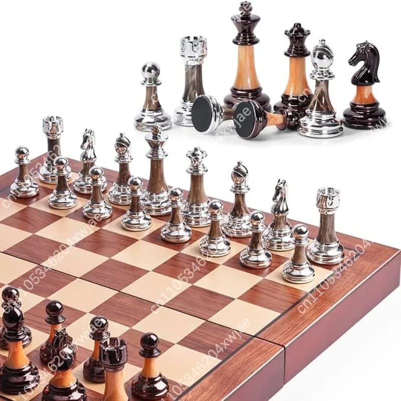 Set di Scacchi di Lusso di Alta Gamma con Aspetto Giada, Pezzi in Resina Effetto Giada, Scacchiera Pieghevole, Collezione da Gioco, Decorazione per la Casa, Regalo