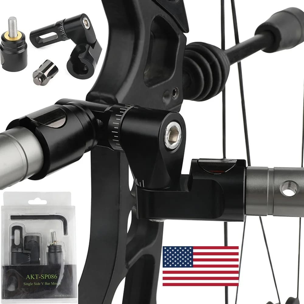 Single Side V-Bar Stabilizer Adapter Aviation Aluminum Multi-Angle Adjustable Balance Rod Connector for Compound Bow Archery Target Shooting and Outdoor Hunting Accessories