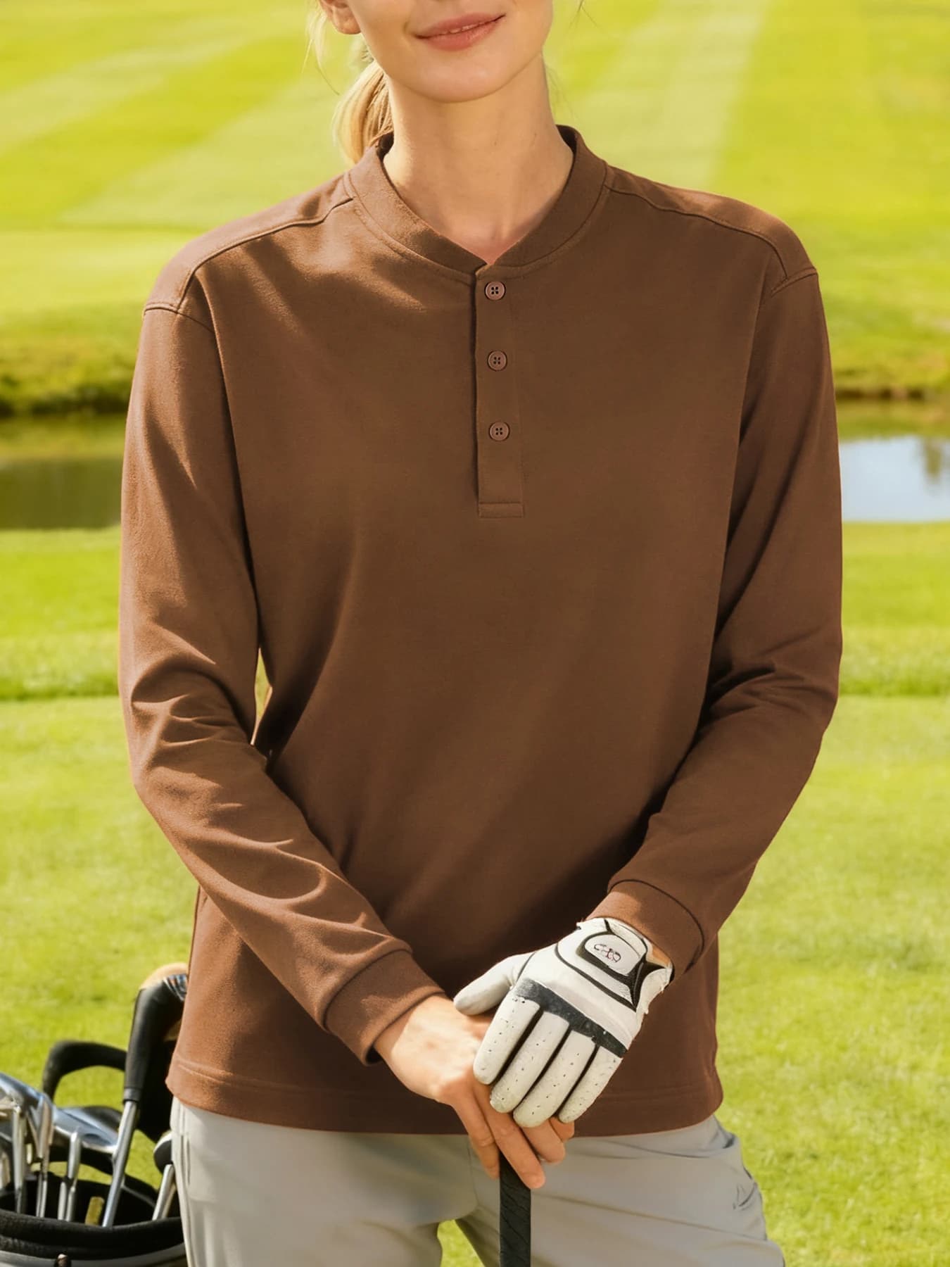 Camicie Henley da donna in cotone tinta unita autunno T-shirt casual da strada Bottoni Y2K Golf Abbigliamento donna Moda maniche lunghe