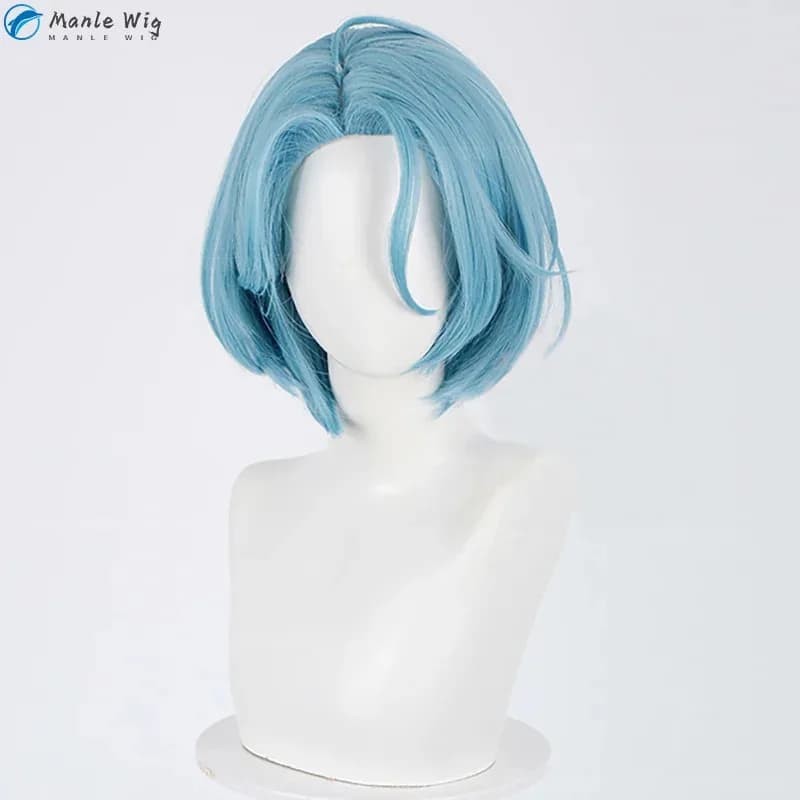 live 2025 Crazy:B Game Cosplay ES2 Himeru Heat Resistant Blue Short Hair Merumeru Party Wigs + Wig Hat