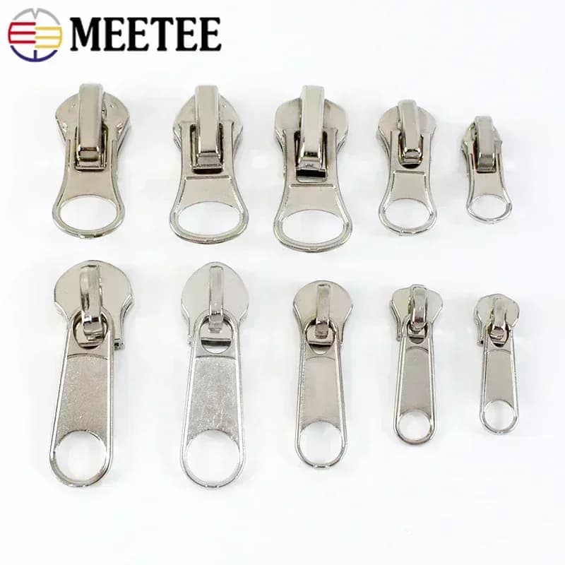 Cursori per cerniere da 10/20 pezzi 3 # 5 # 8 # per resina di nylon Cerniera metallica Argento Zip Pull Nastro per bagagli Zip Estrattore Blocco Accessori per cucire